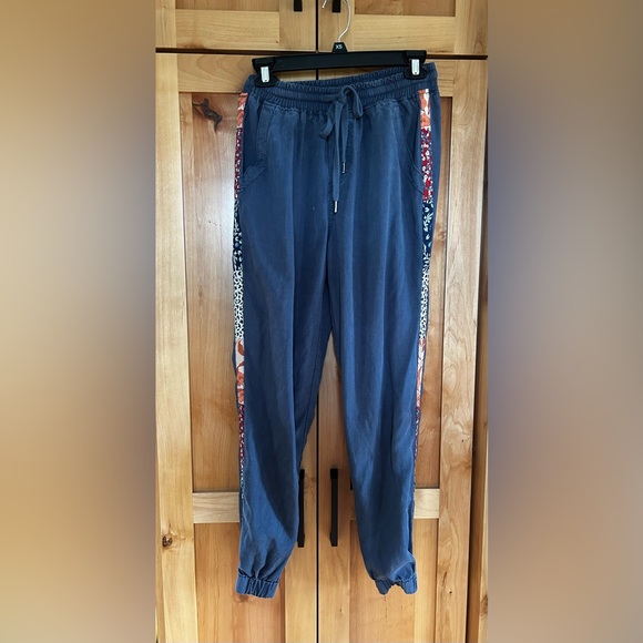 Knox Rose Navy blue Joggers Patterned Side Stripe floral oversize extra small XS - Picture 3 of 6